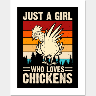 Just A Girl Who Loves Chickens T Shirt For Women T-Shirt Posters and Art